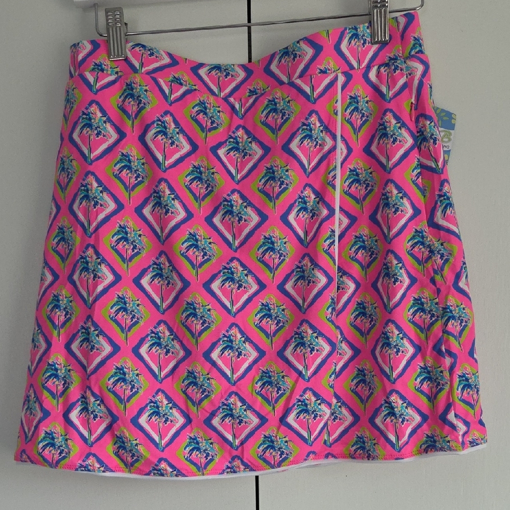 Lulu-B Vibrant Pink Palm Mini Skirt